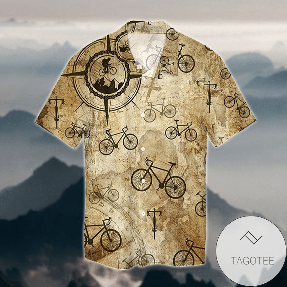 Find Bicycle Compass Map Vintage Unisex Hawaiian Shirts