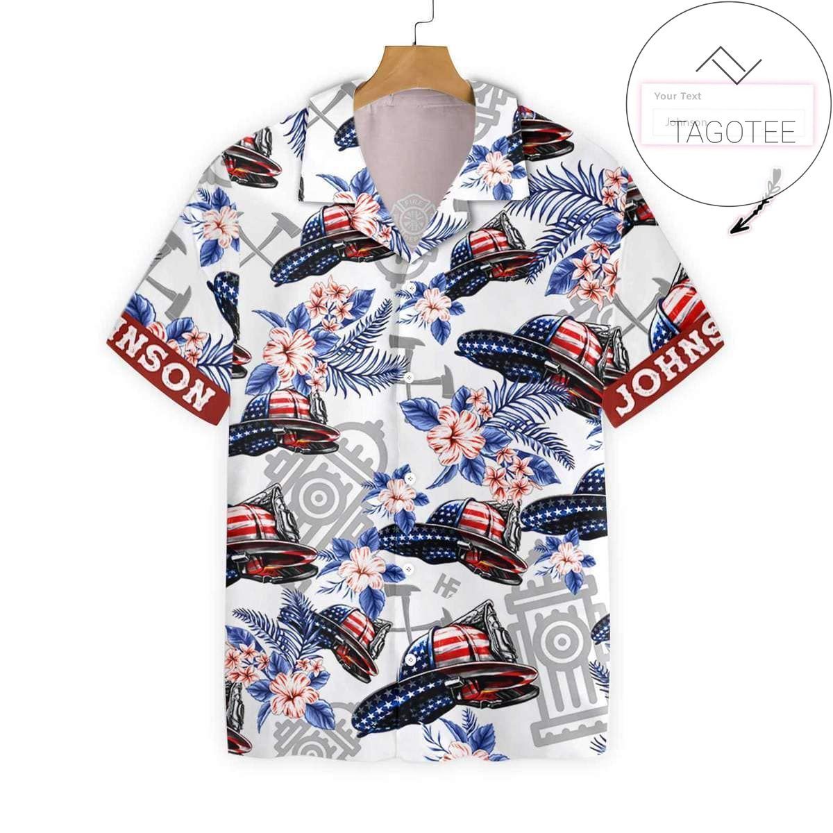 Find Firefighter Flag Name Personalized Hawaiian Shirts
