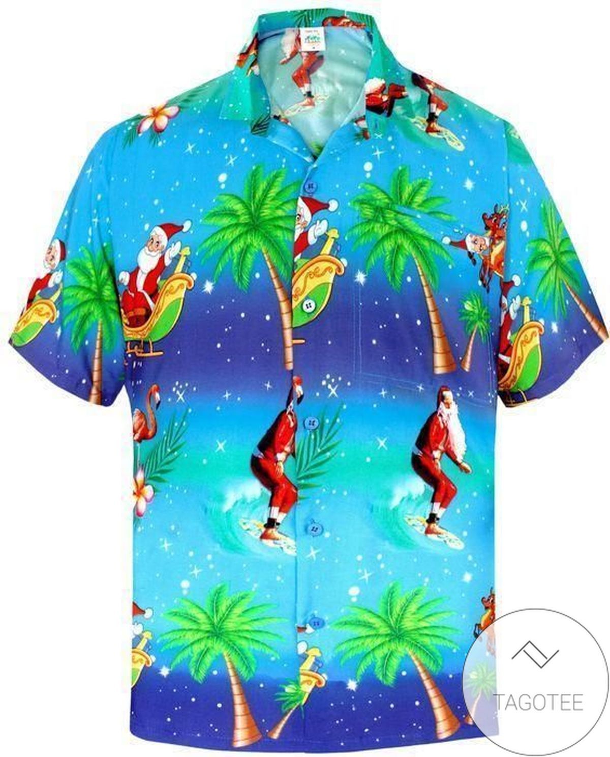 Find Santa Claus Coconut Tree Christmas Hawaiian Shirts