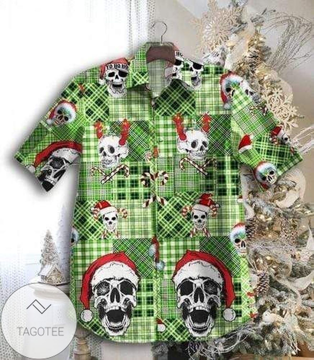 Find Skull Santa Claws Green Christmas Hawaiian Shirts