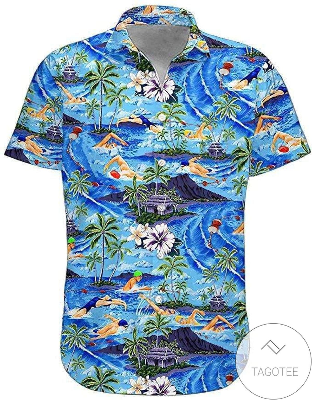 Find Vintage Swimming Tropical Summer Vibe Unisex Hawaiian Shirts