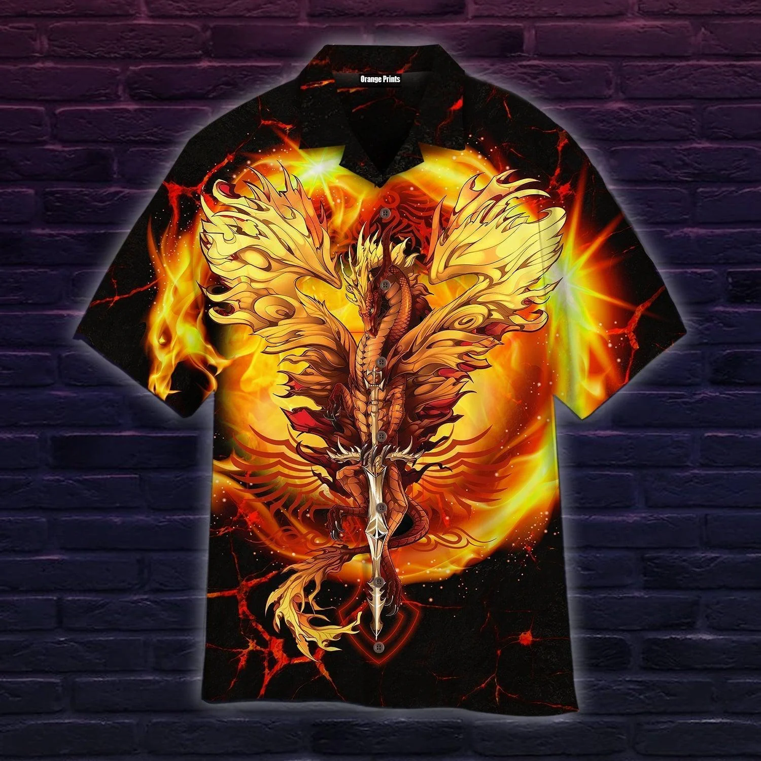 Fire Dragon Trendy Hawaiian Shirt For