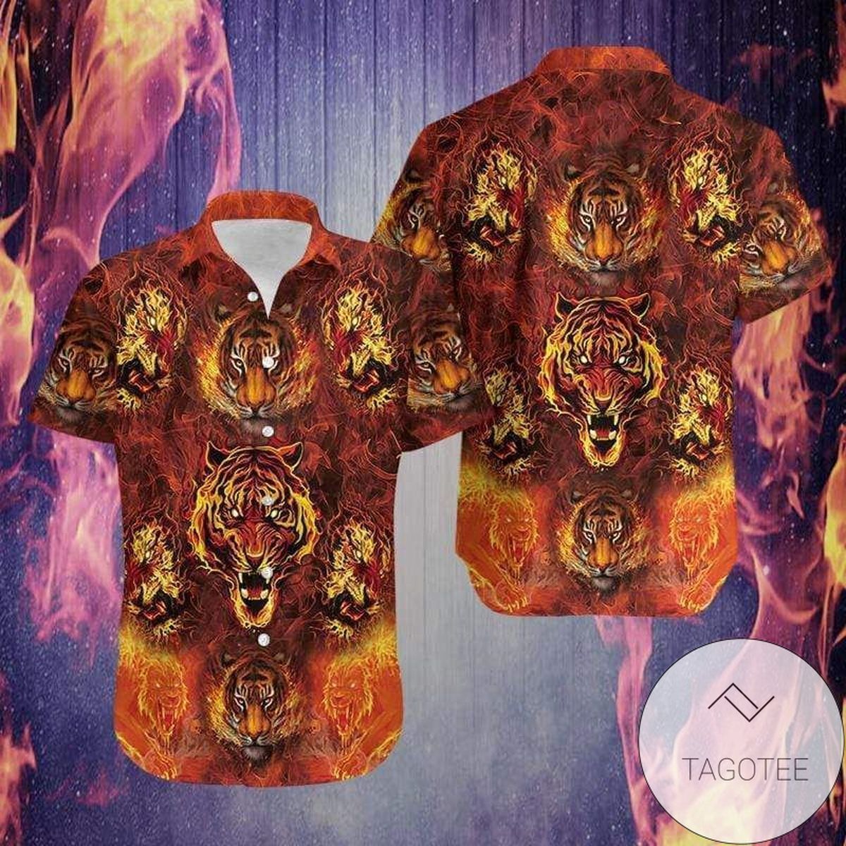 Fire Tiger Elegance Theme Design Hawaiian Shirt Discover Cool Collection