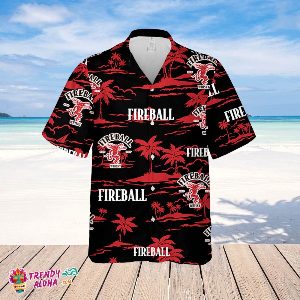 Fireball Hawaiian Beach Pattern Shirt, Beer Summer Party Hawaiian Shirt, Schlitz Beer Shirt