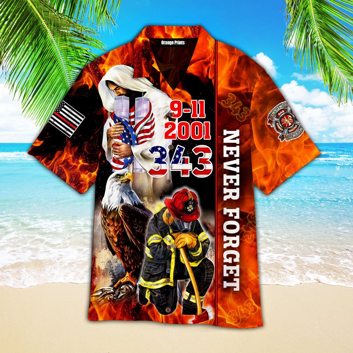 Firefighter God Jesus Bless 911 Day Never Forget Aloha Hawaiian Shirts For Men & For Women |