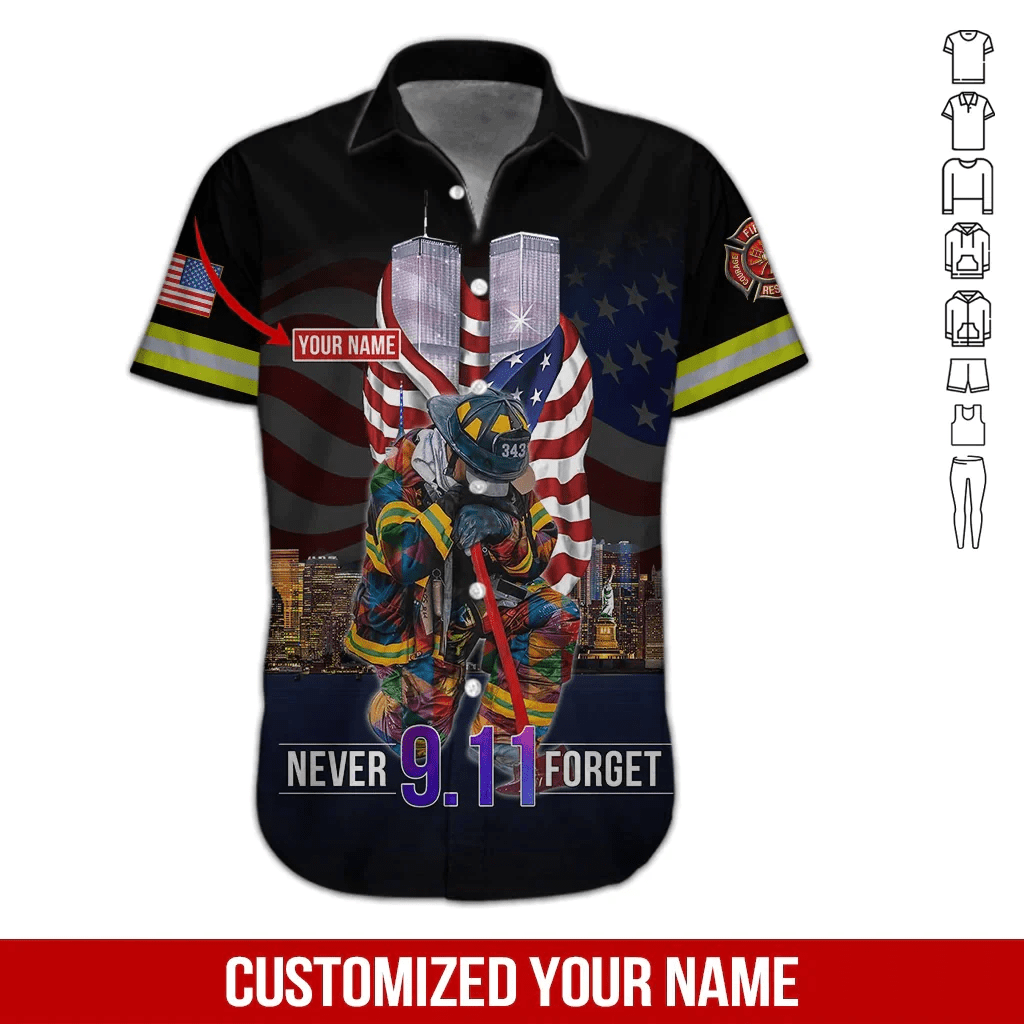 Firefighter Never Forget Custom Trendy Hawaiian Shirt For Men & Women, 21 Years Never Forget Shirt, Patriot Day Shirt