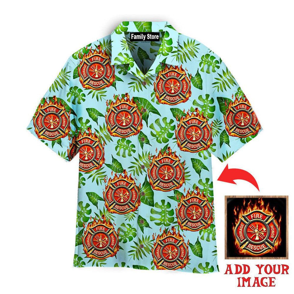 Firefighter On Green Leaves Custom Hawaiian Shirt Firefighter On Green Leaves Custom Hawaiian Shirt