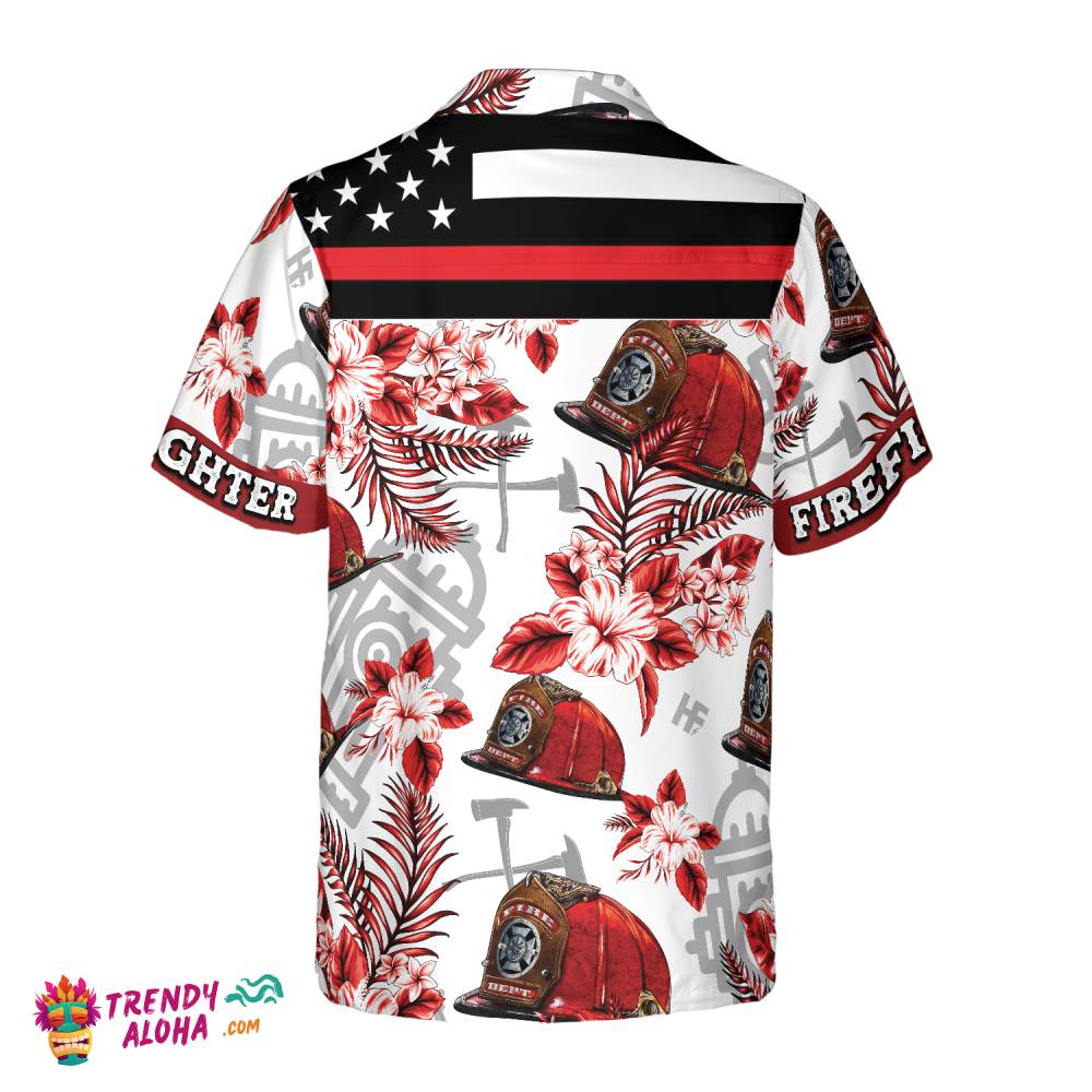Firefighter Red Helmet Black American Flag Hawaiian Shirt, Red Texas Bluebonnet Hawaiian Shirt For Men