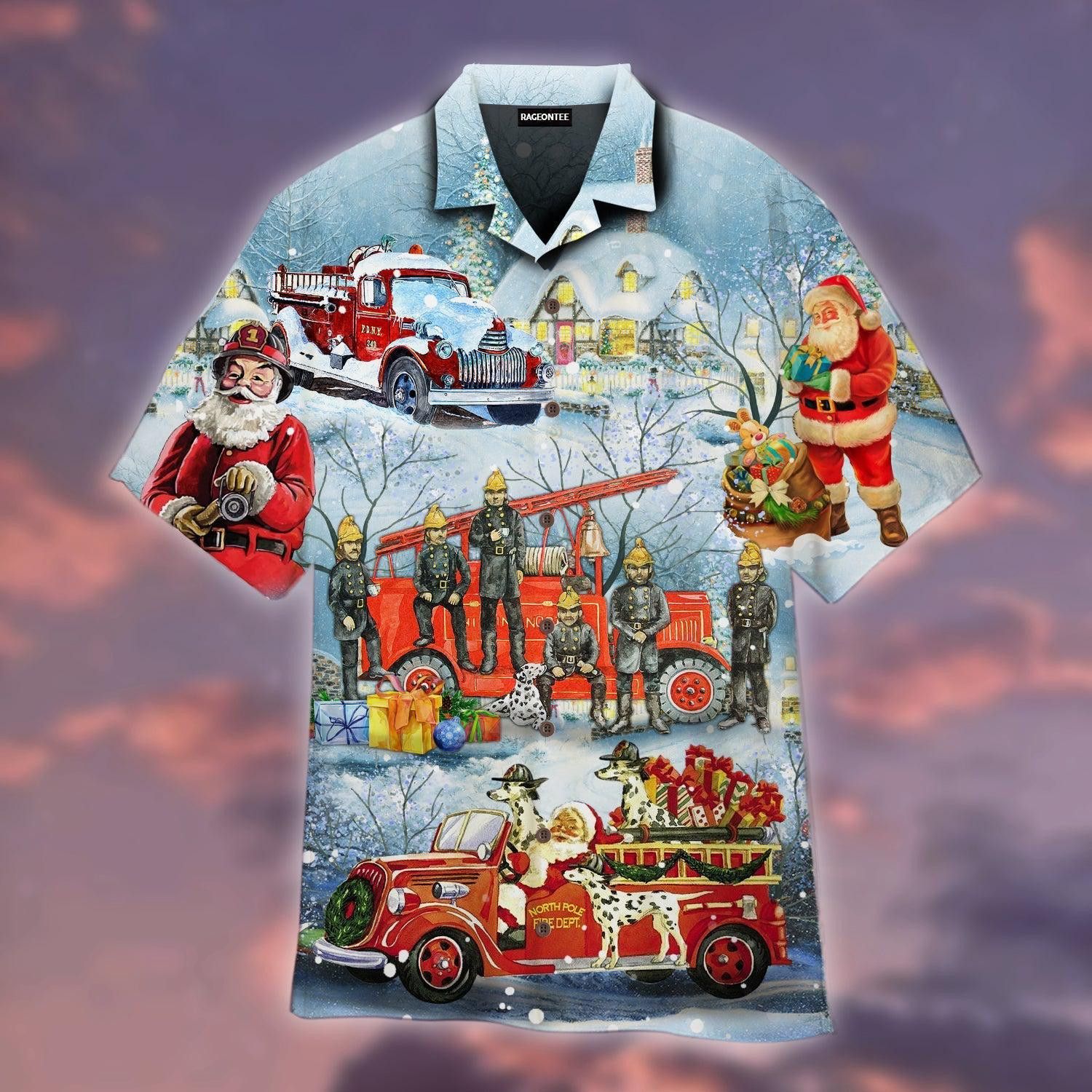 Firefighter Santa Captures Hearts on Hawaiian Shirt