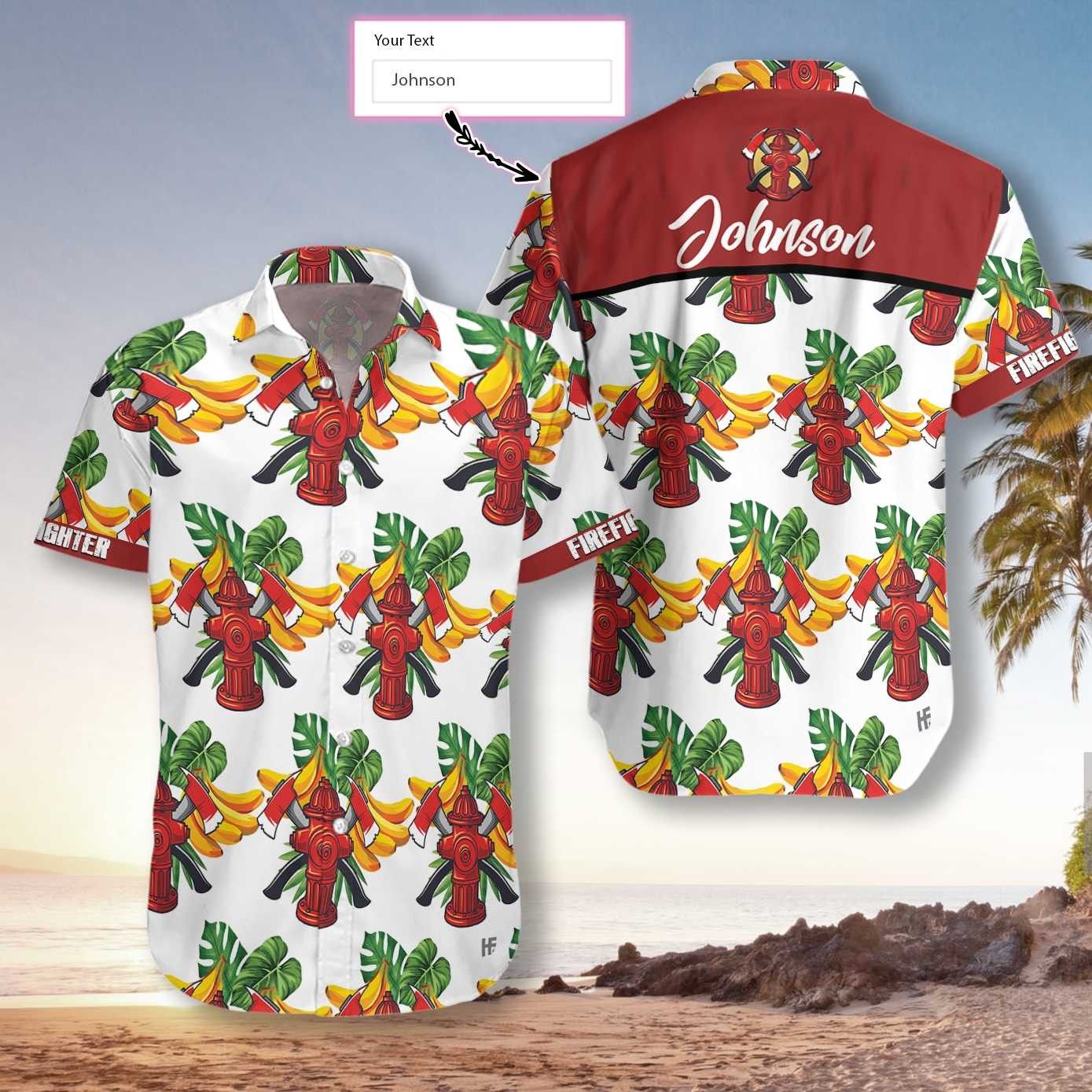 Firefighter Tropical Banana Pattern Custom Trendy Hawaiian Shirt, Personalized Cross Axes Firefighter Trendy Hawaiian Shirt For Men Firefighter Tropical Banana Pattern Custom Trendy Hawaiian Shirt, Personalized Cross Axes Firefighter Trendy Hawaiian Shirt For Men