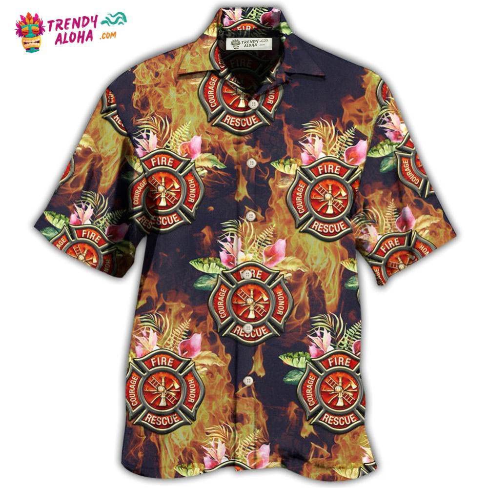 Firefighter Tropical Floral With Fire Style Hawaiian Shirt – Trendy Aloha Firefighter Tropical Floral With Fire Style Hawaiian Shirt – Trendy Aloha