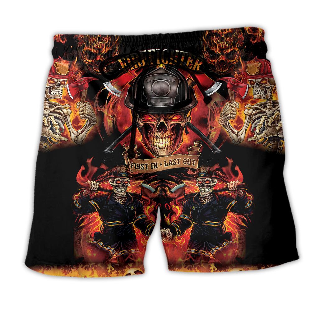 Firefighters On Fire Love Life Red And Black Trendy Aloha Hawaiian Beach Shorts Firefighters On Fire Love Life Red And Black Trendy Aloha Hawaiian Beach Shorts