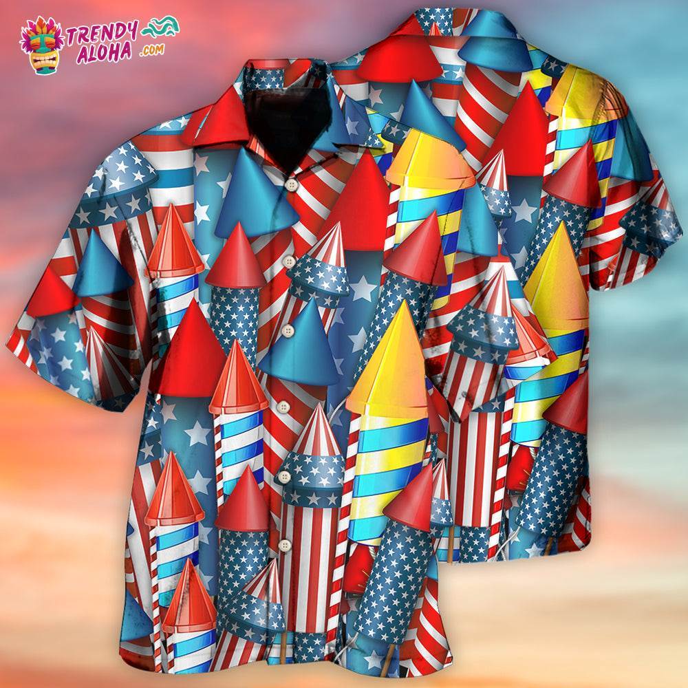 Firework Independence Day Color Style Hawaiian Shirt – Trendy Aloha