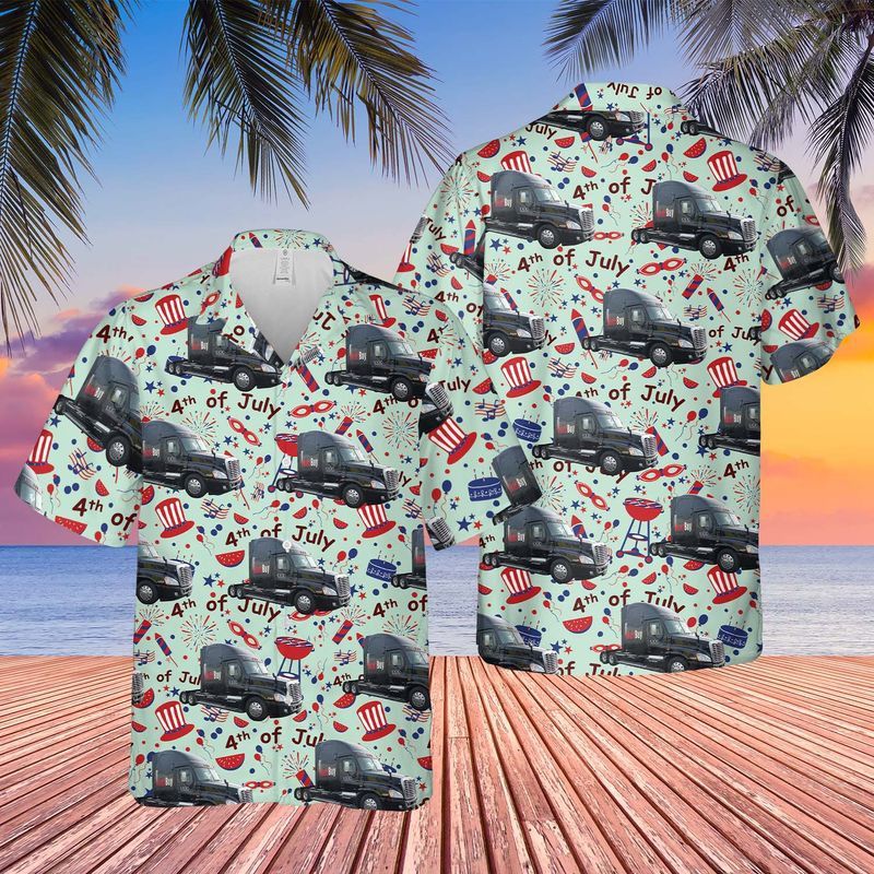 First-Generation Freightliner Cascadia 4Th Of July Trendy Hawaiian Shirt
