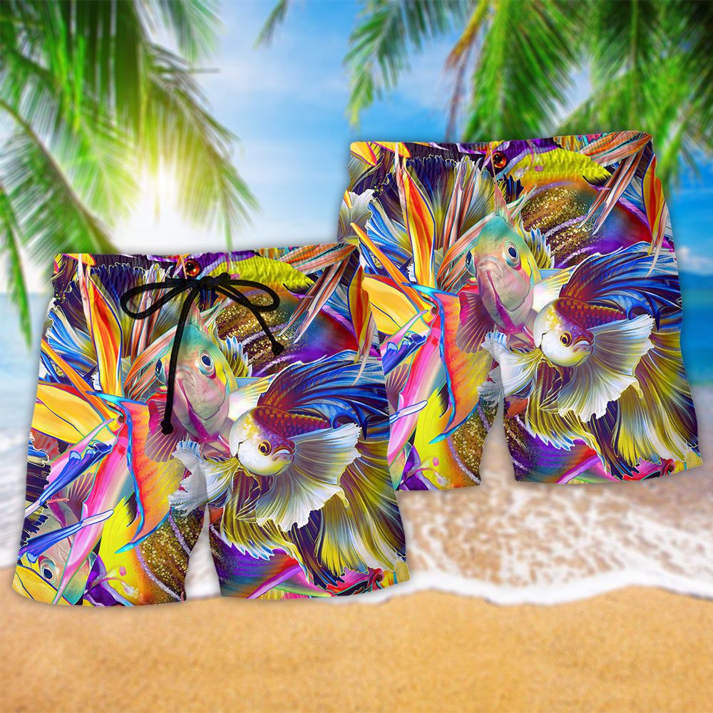 Fish Beautiful Fish Basic Style Trendy Aloha Hawaiian Beach Shorts