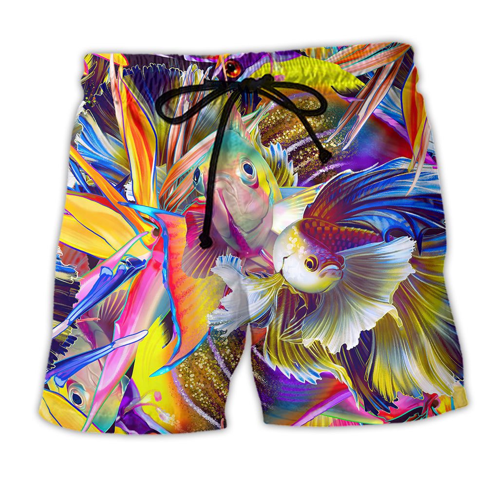 Fish Beautiful Fish Basic Style Trendy Aloha Hawaiian Beach Shorts