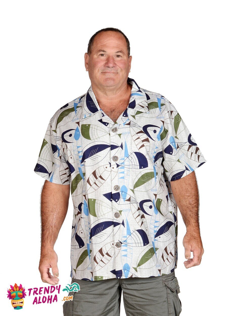 Fish Fun Colorful Aquatic Life Print Hawaiian Shirt for Beachwear