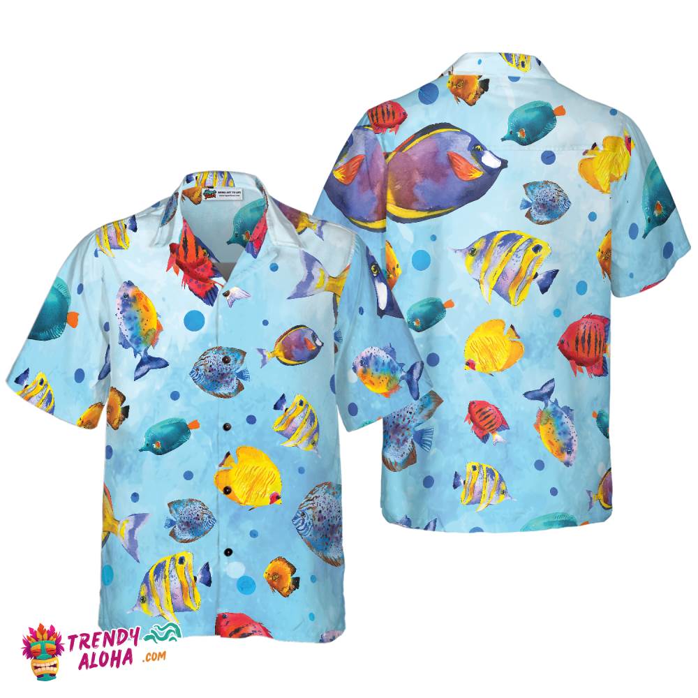 Fish Water Color Pattern V2 Hawaiian Shirt