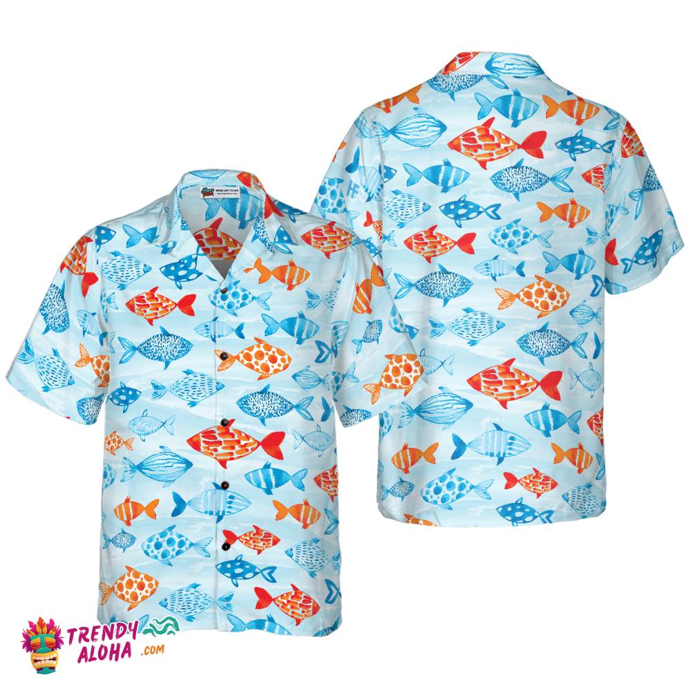 Fish Water Color Pattern V4 Hawaiian Shirt