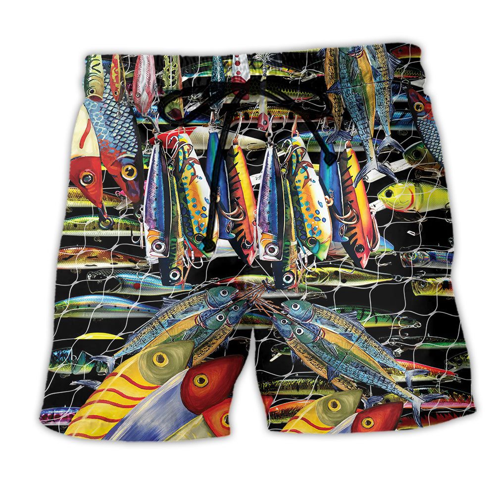 Fishing A Little Bait Catches A Big Fish Color Trendy Aloha Hawaiian Beach Shorts