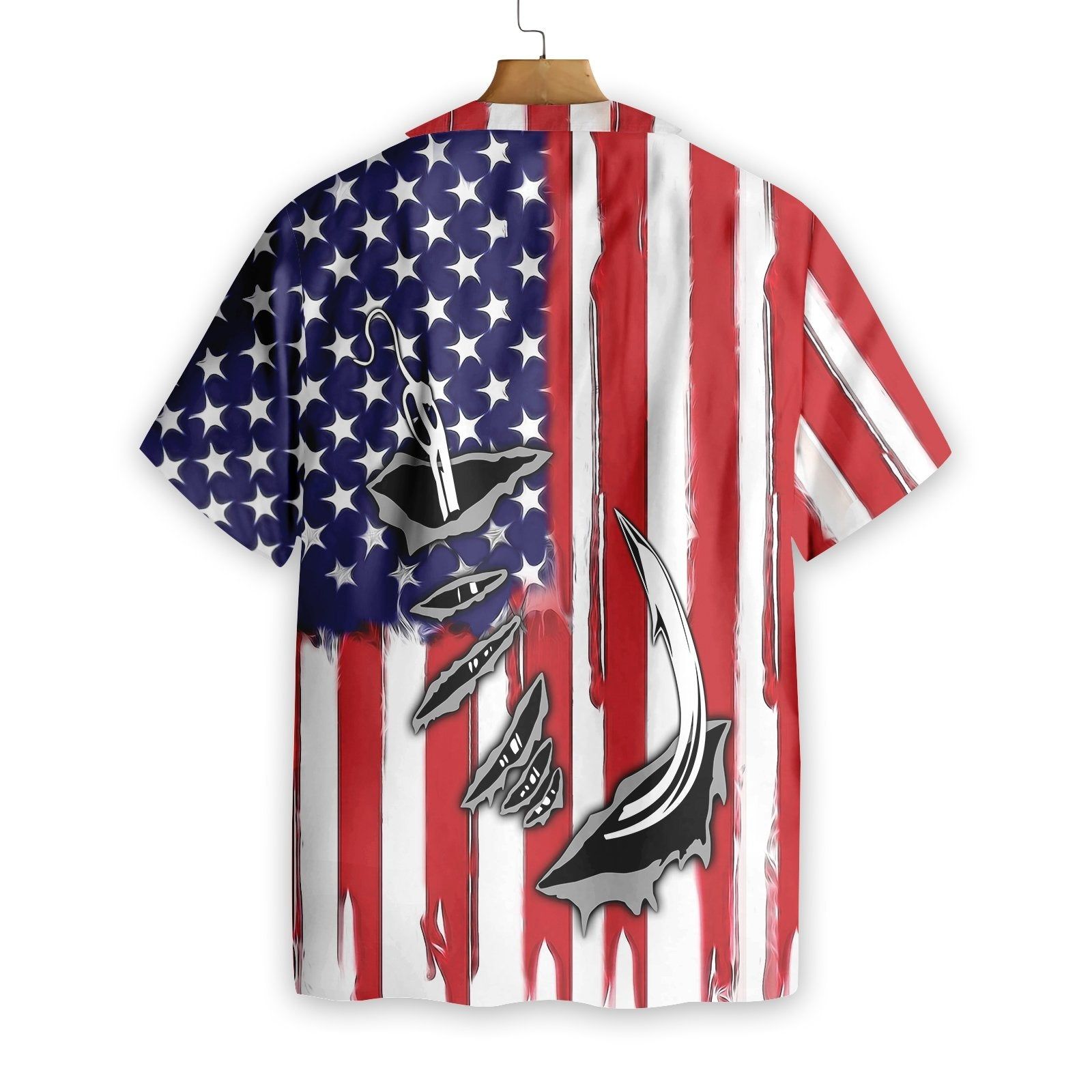 Fishing Aloha Shirt Fish Hook American Flag Hawaiian Shirt Hawaii Shirt For Women