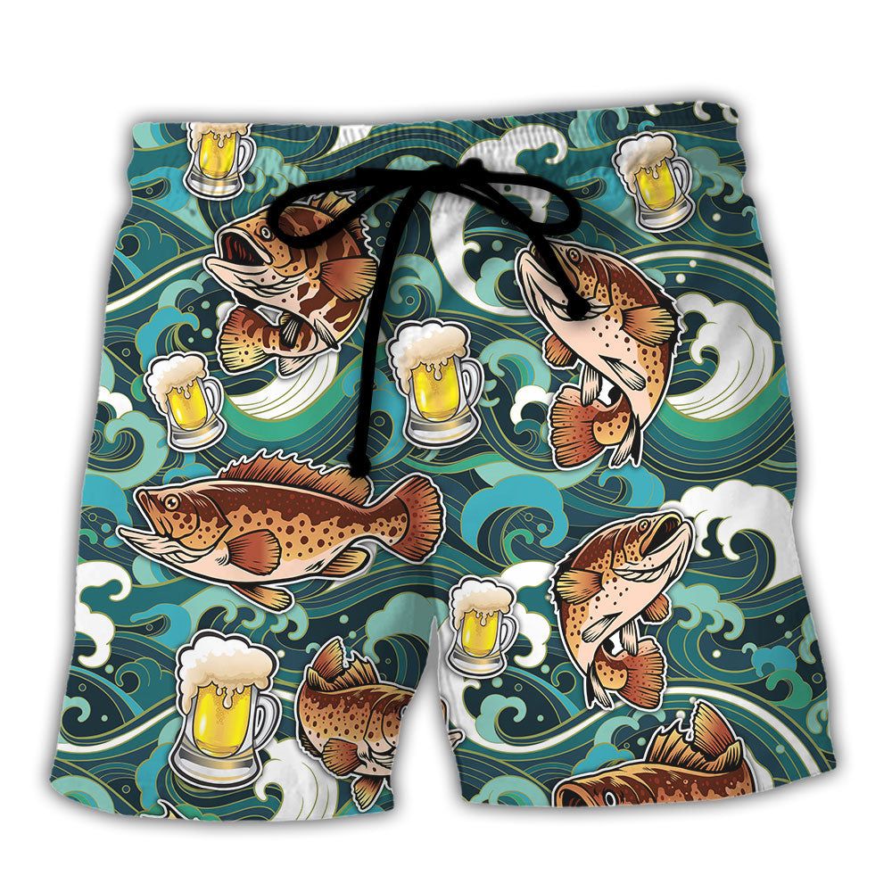 Fishing Beer Fishing Solves Most Of My Problems Beer Solves The Rest Trendy Aloha Hawaiian Beach Shorts