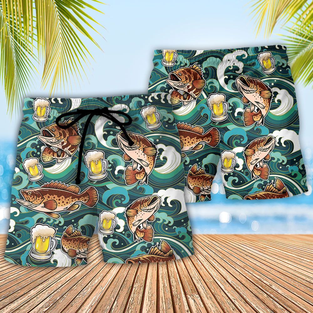 Fishing Beer Fishing Solves Most Of My Problems Beer Solves The Rest Trendy Aloha Hawaiian Beach Shorts