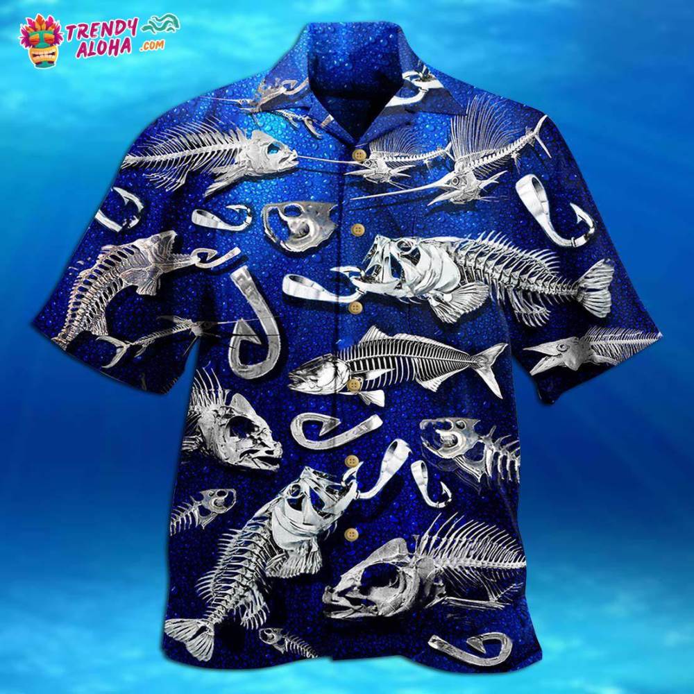 Fishing Fishbone Blue Style Hawaiian Shirt – Trendy Aloha