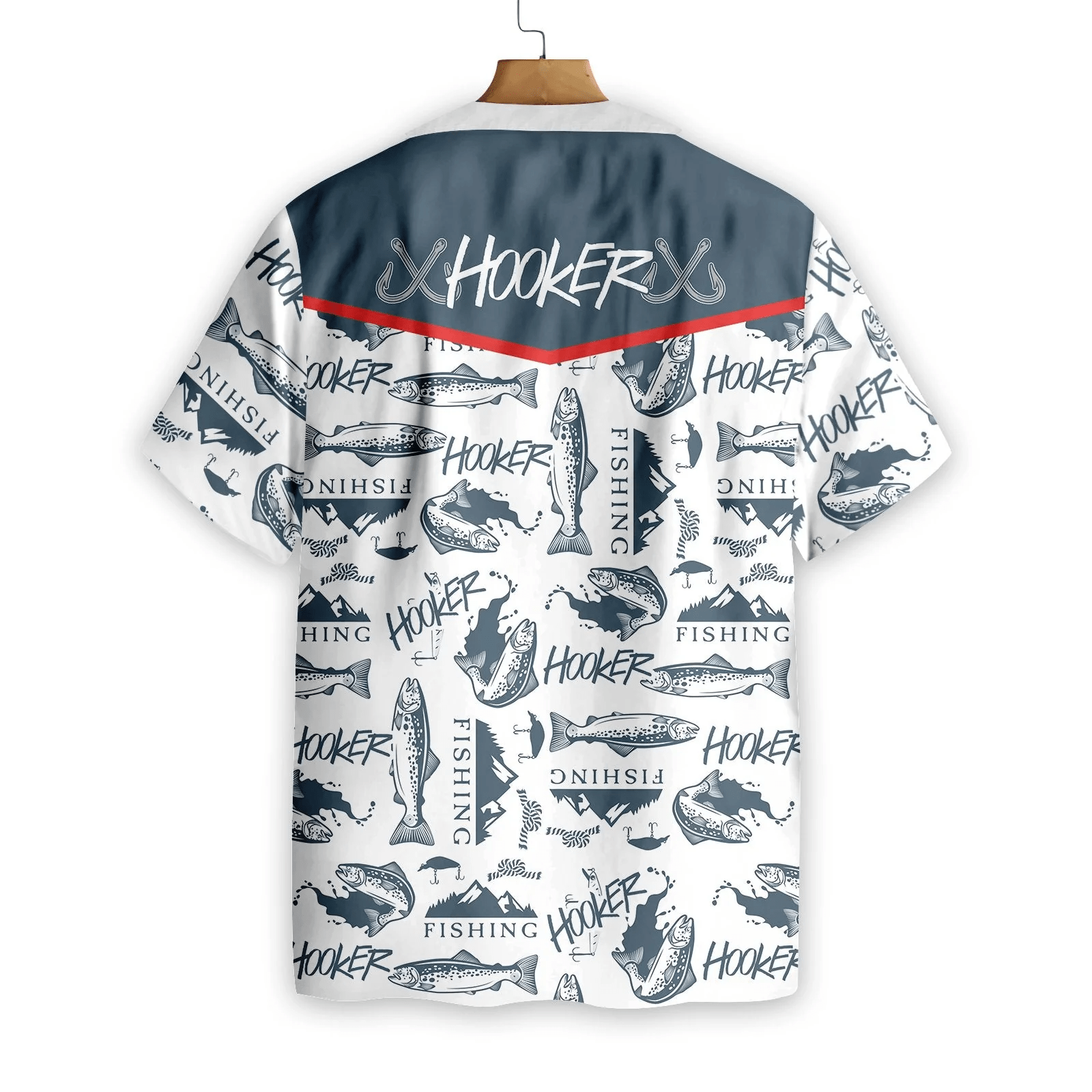 Fishing Hawaii Shirt Fishing Aloha Shirt Hooker Fishing Black White Pattern Trendy Hawaiian Shirt