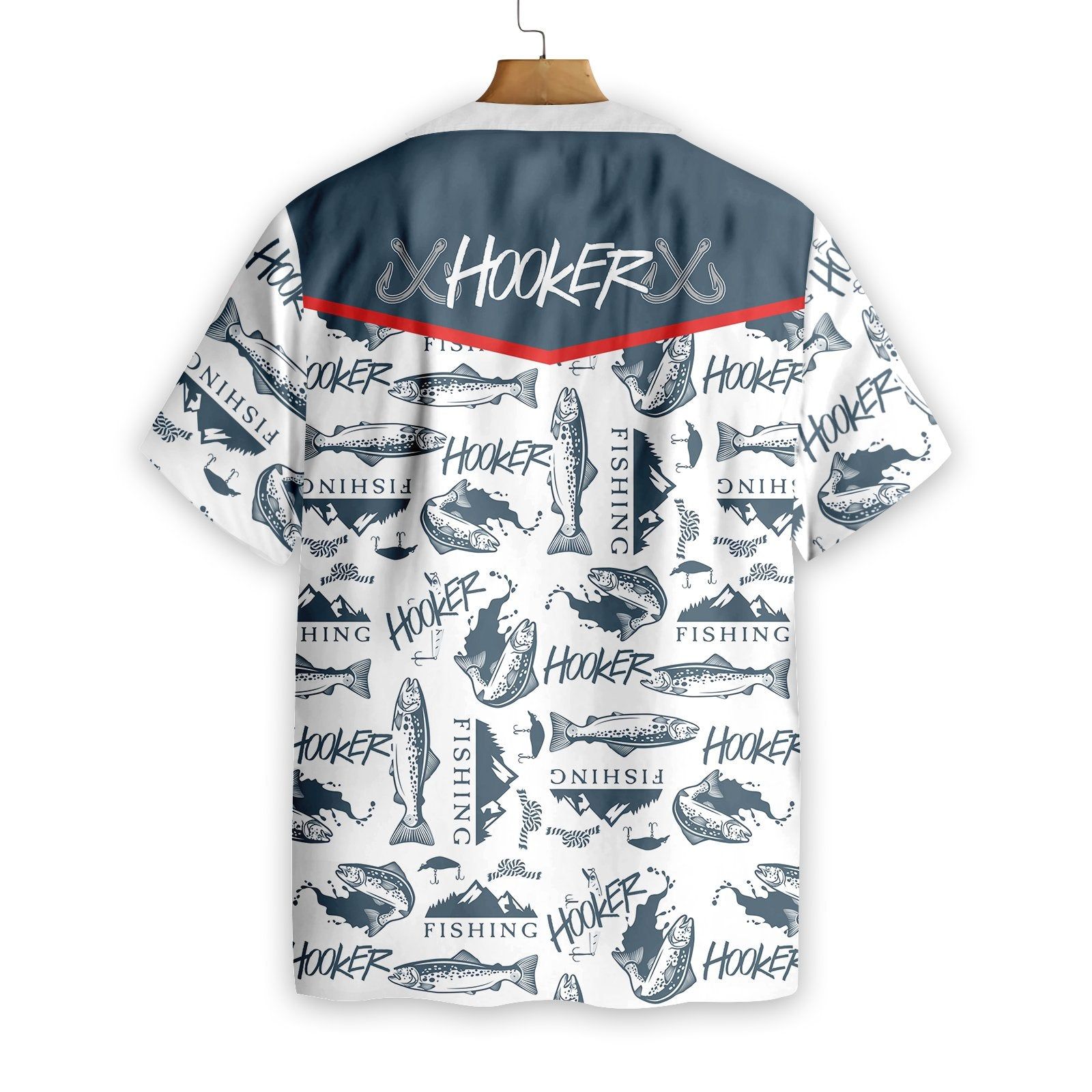 Fishing Hawaii Shirt Hooker Fishing Black White Pattern Hawaiian Shirt