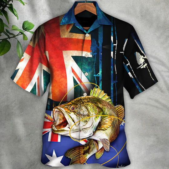Fishing I Love Fishing Australia Flag Vintage – Hawaiian Shirt
