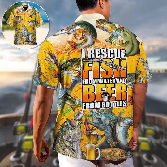 Fishing I Rescue Fish From Water And Beer From Bottles – Hawaiian Shirt