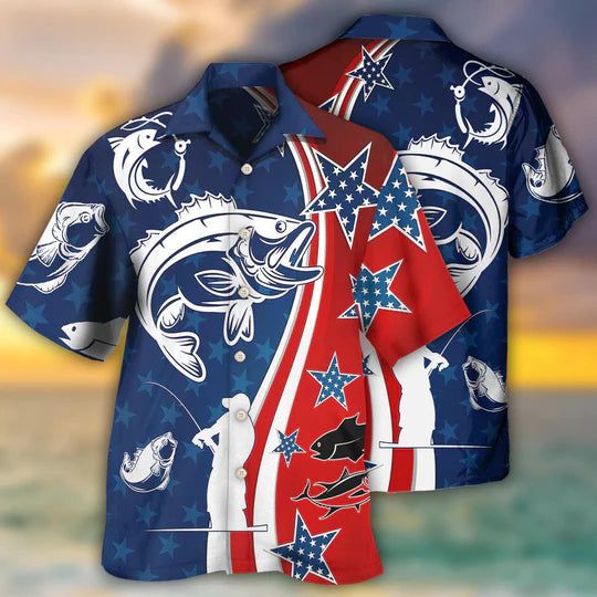Fishing Independence Day Star America – Hawaiian Shirt Fishing Independence Day Star America – Hawaiian Shirt