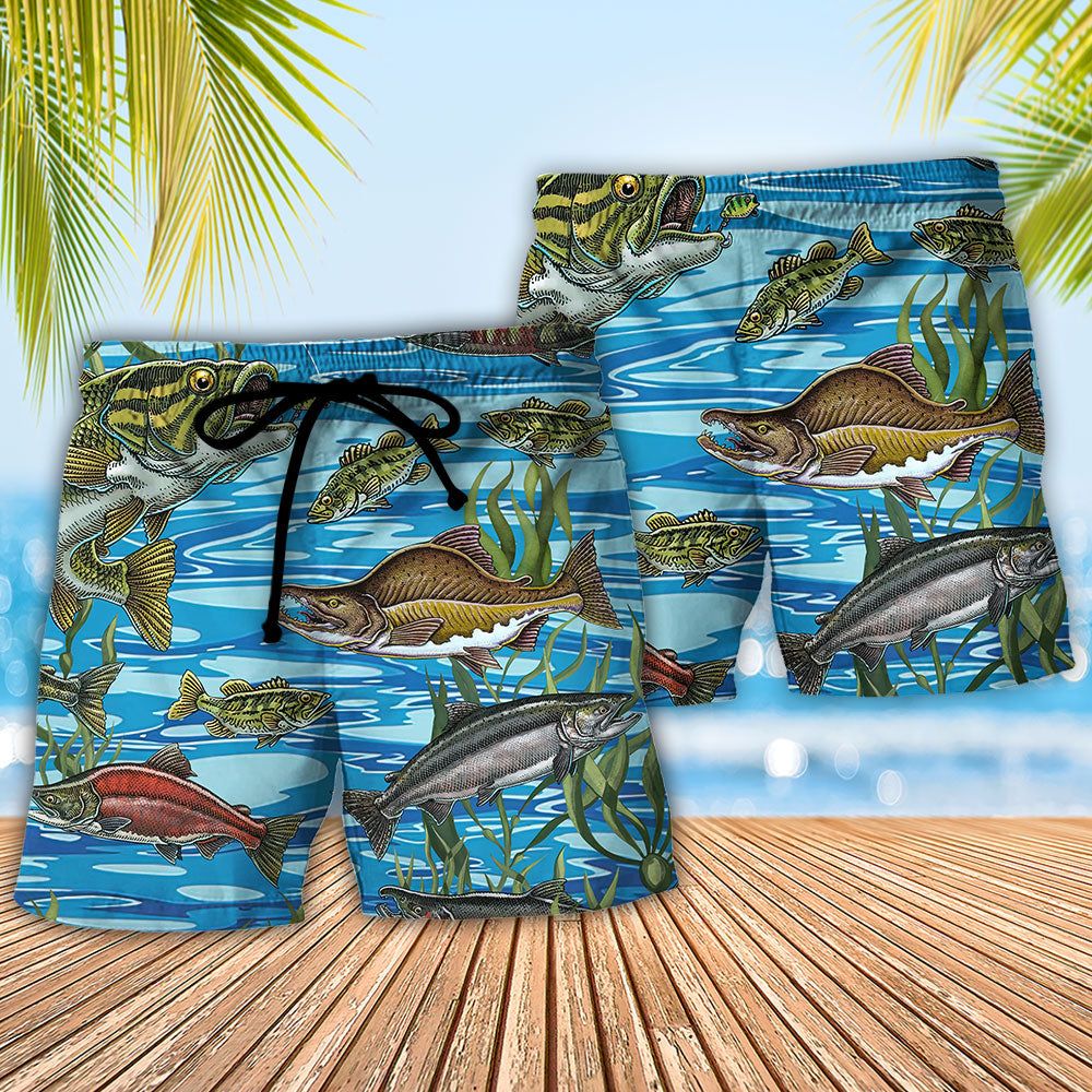 Fishing May The Fish Be With You Trendy Aloha Hawaiian Beach Shorts