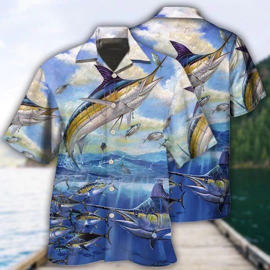 Fishing Ocean Blue Sky Freedom – Hawaiian Shirt Fishing Ocean Blue Sky Freedom – Hawaiian Shirt