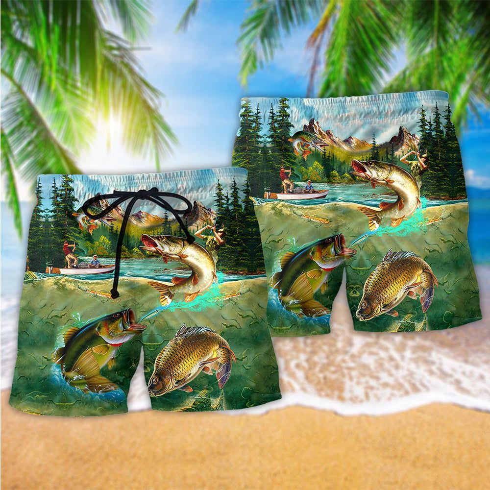 Fishing So Special Fishing Trendy Aloha Hawaiian Beach Shorts