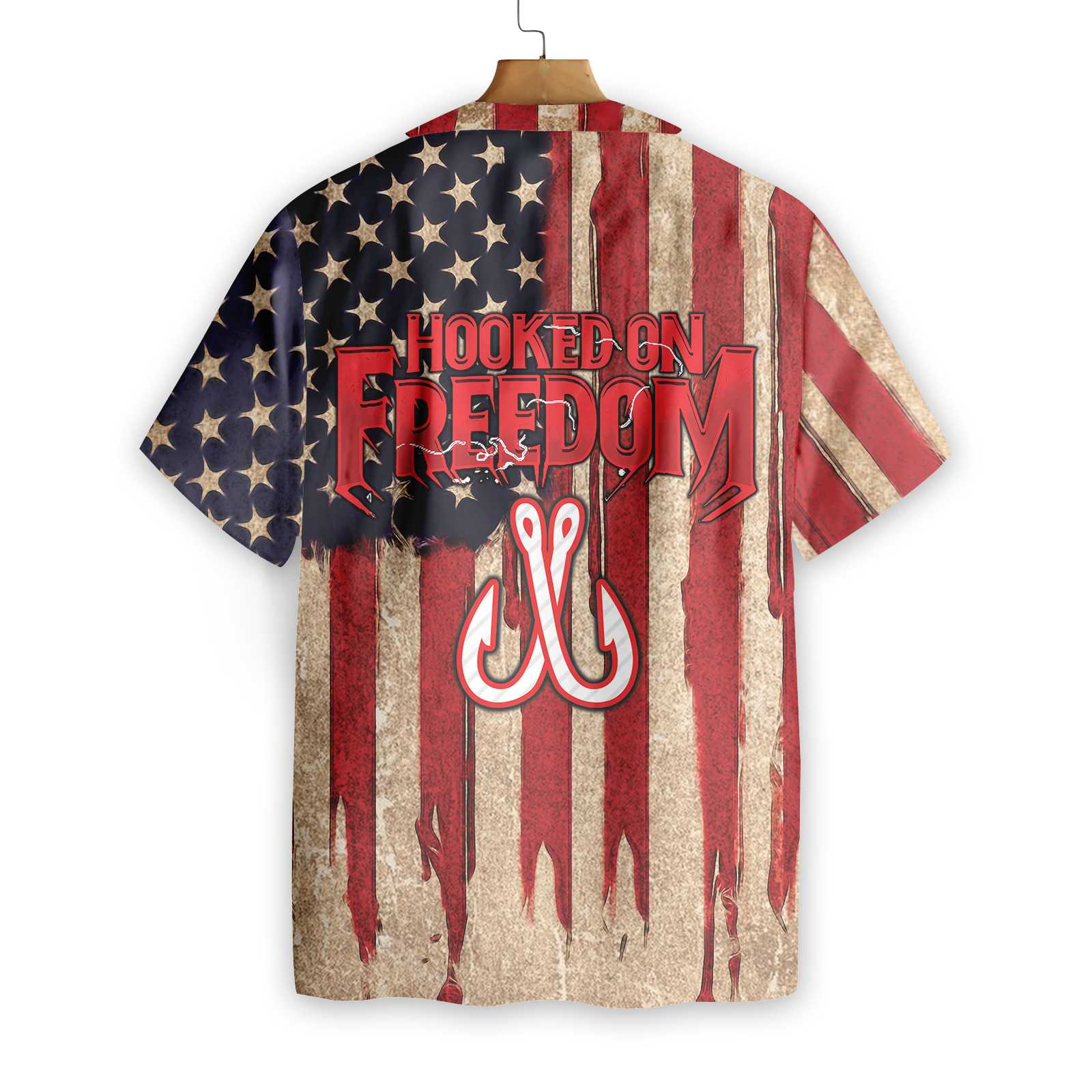 Fishing Tee Shirt Hookeed On Freedom American Flag Hawaiian Shirt