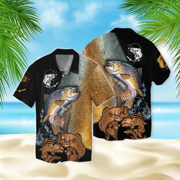 Fishing Trendy Hawaiian Shirt Fishing Aloha Shirt Trout Fish Fishing Hawai Shirt