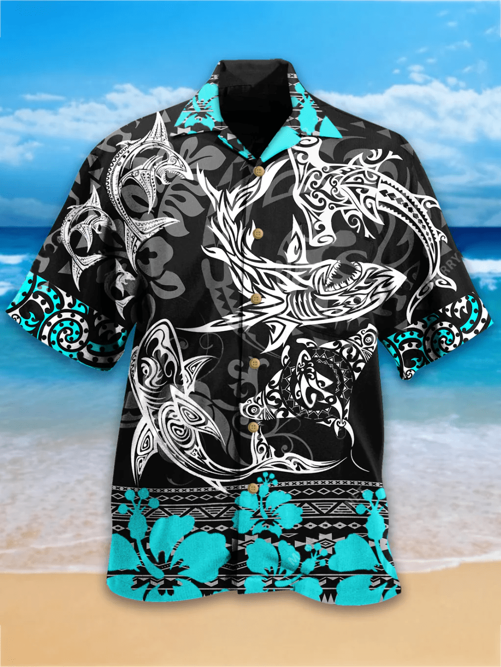 Fishing Trendy Hawaiian Shirt Fishing Hawaii Shirt Shark Fishing Pattern Aloha Shirt