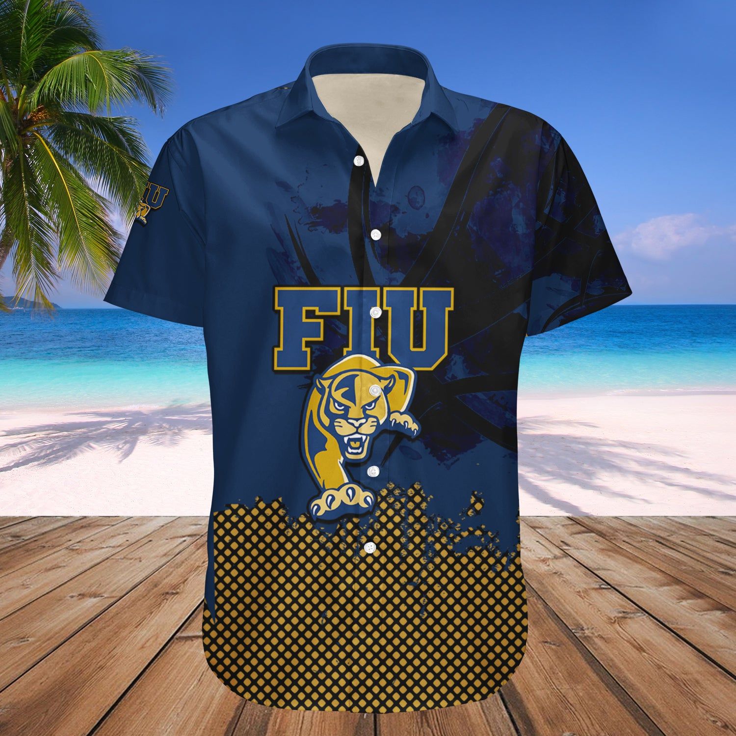 Fiu Panthers Hawaii Shirt Basketball Net Grunge Pattern – NCAA