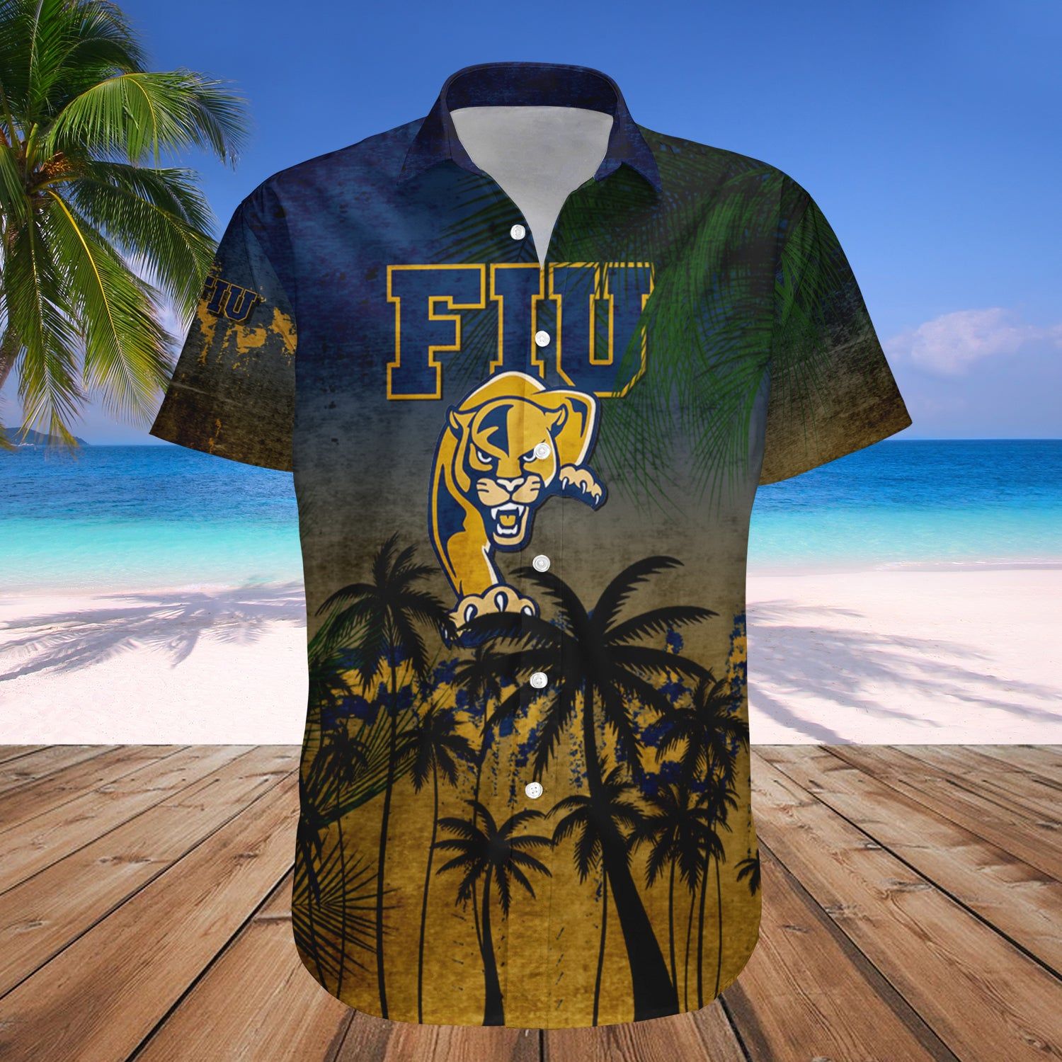 Fiu Panthers Hawaii Shirt Coconut Tree Tropical Grunge – NCAA