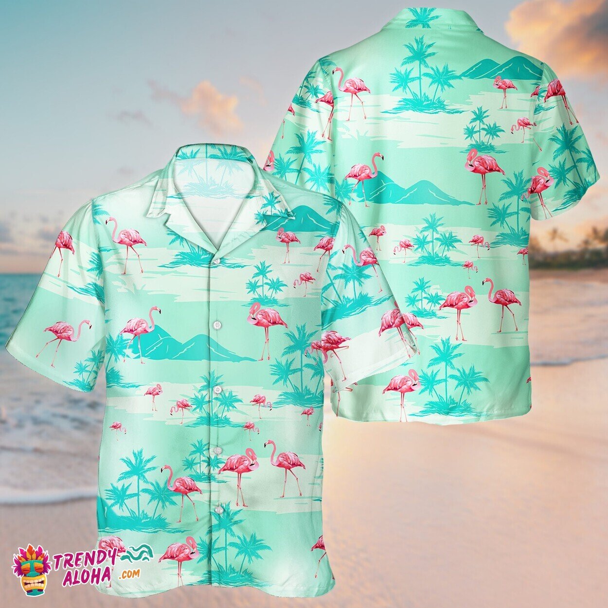 Flamboyant Flamingo Unisex Hawaiian Short Sleeve Aloha Shirt Tropical