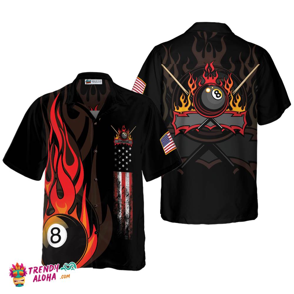 Flame 8 Ball Billiard Pool Hawaiian Shirt