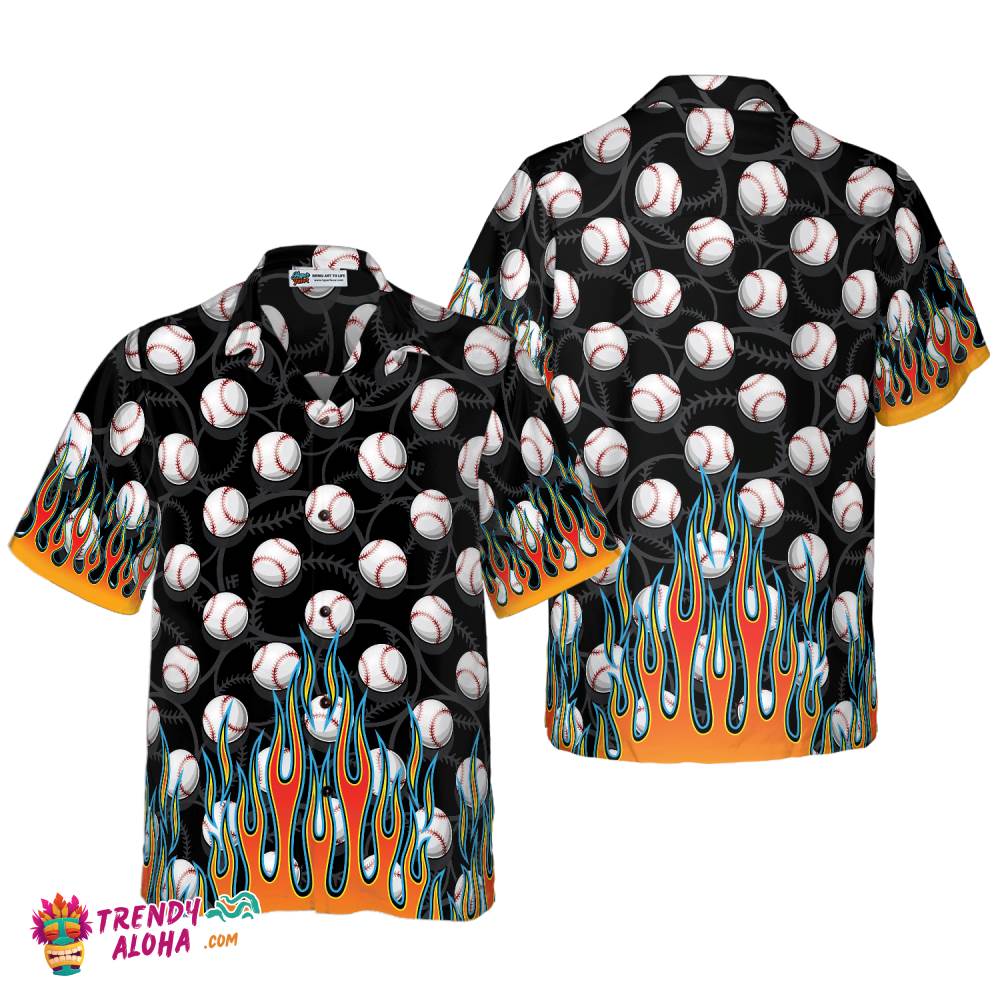 Flame Baseballs Hawaiian Shirt