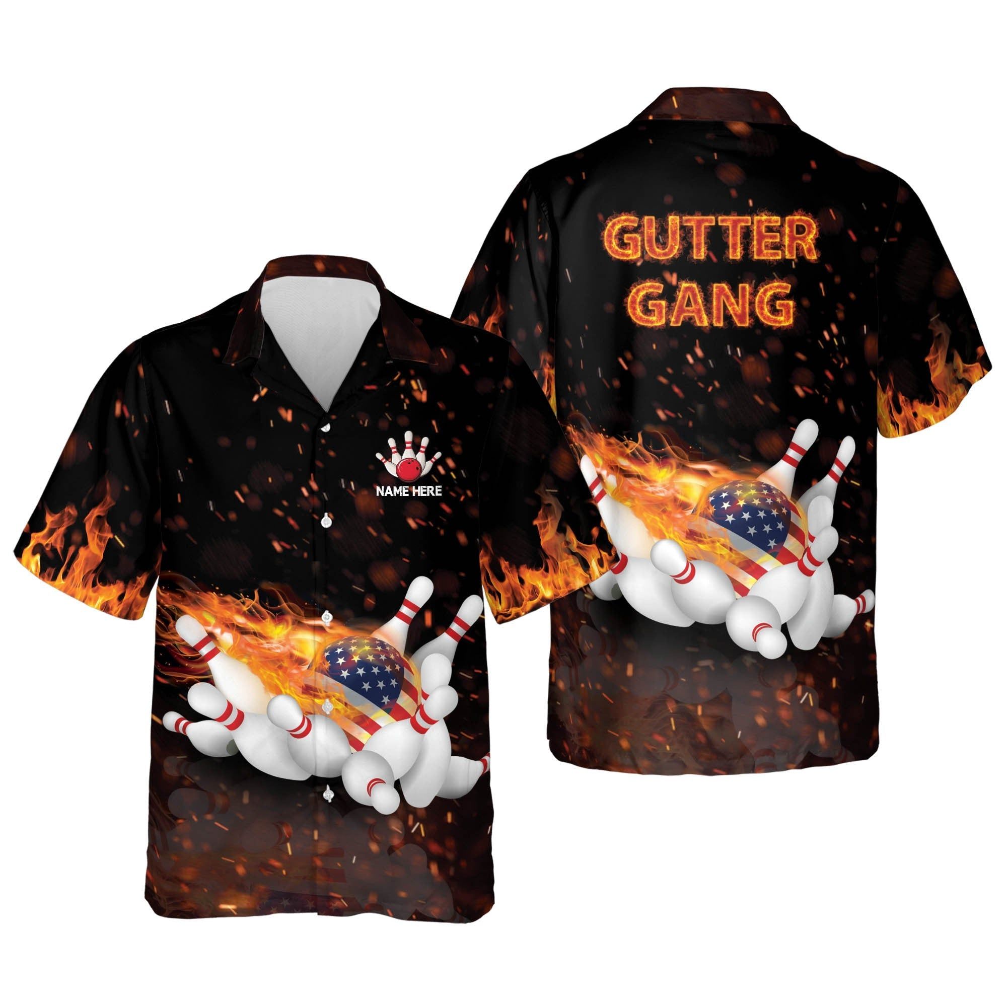 Flame Bowling Gutter Gang Personalized Name Trendy Hawaiian Shirt Flame Bowling Gutter Gang Personalized Name Trendy Hawaiian Shirt