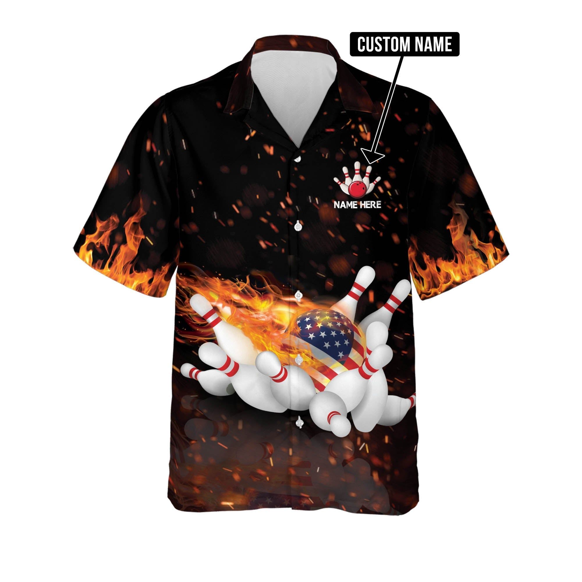 Flame Bowling Gutter Gang Personalized Name Trendy Hawaiian Shirt