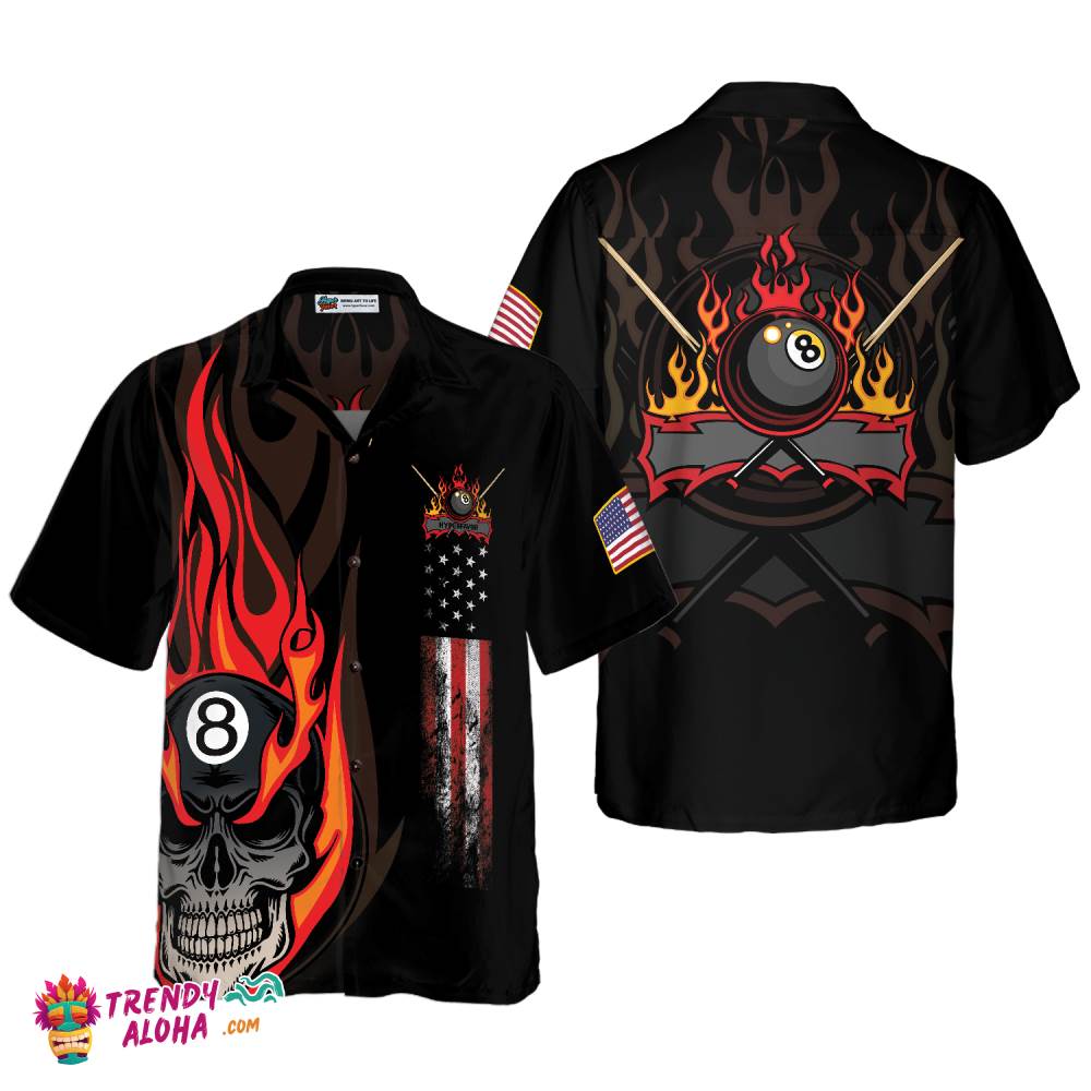 Flame Skull Billiard Pool Hawaiian Shirt