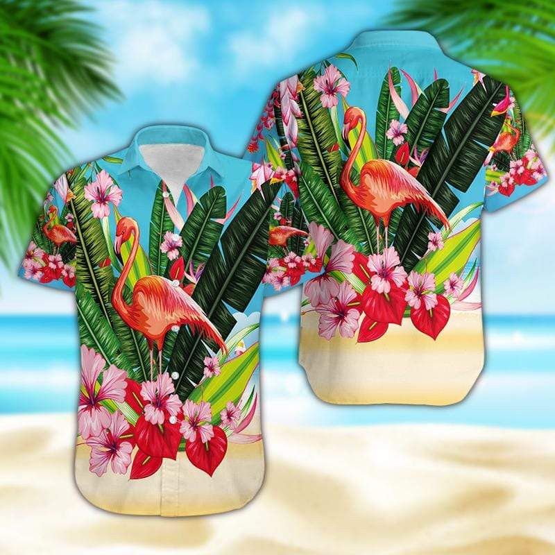 Flamingo Aloha Shirt Colorful Flower Flamingo Hawaiian Shirt Flamingo Hawaii Shirt