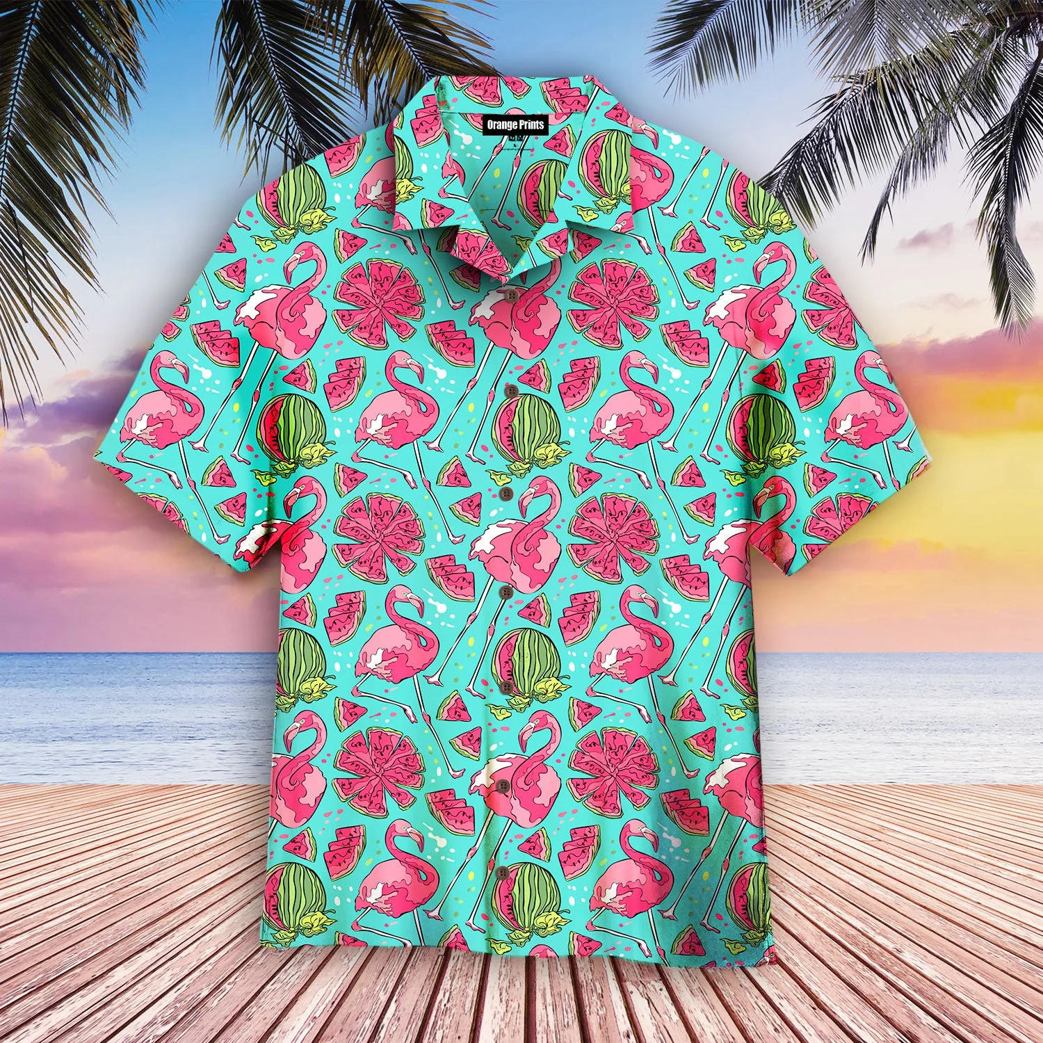 Flamingo And Watermelon Hawaiian Shirt For Aloha Shirt
