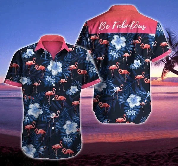 Flamingo Be Fabulous Tropical Leave Pattern Trendy Hawaiian Shirt